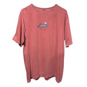 Life is Good Mens Crusher Tee Graphic CHILL OUT Red Burgundy Large Short Sleeve